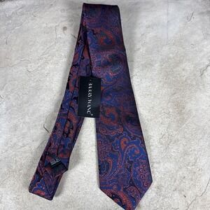 Barry Wang Tie Mens Red Blue Black Paisley Floral 100% Silk Handtailor Necktie